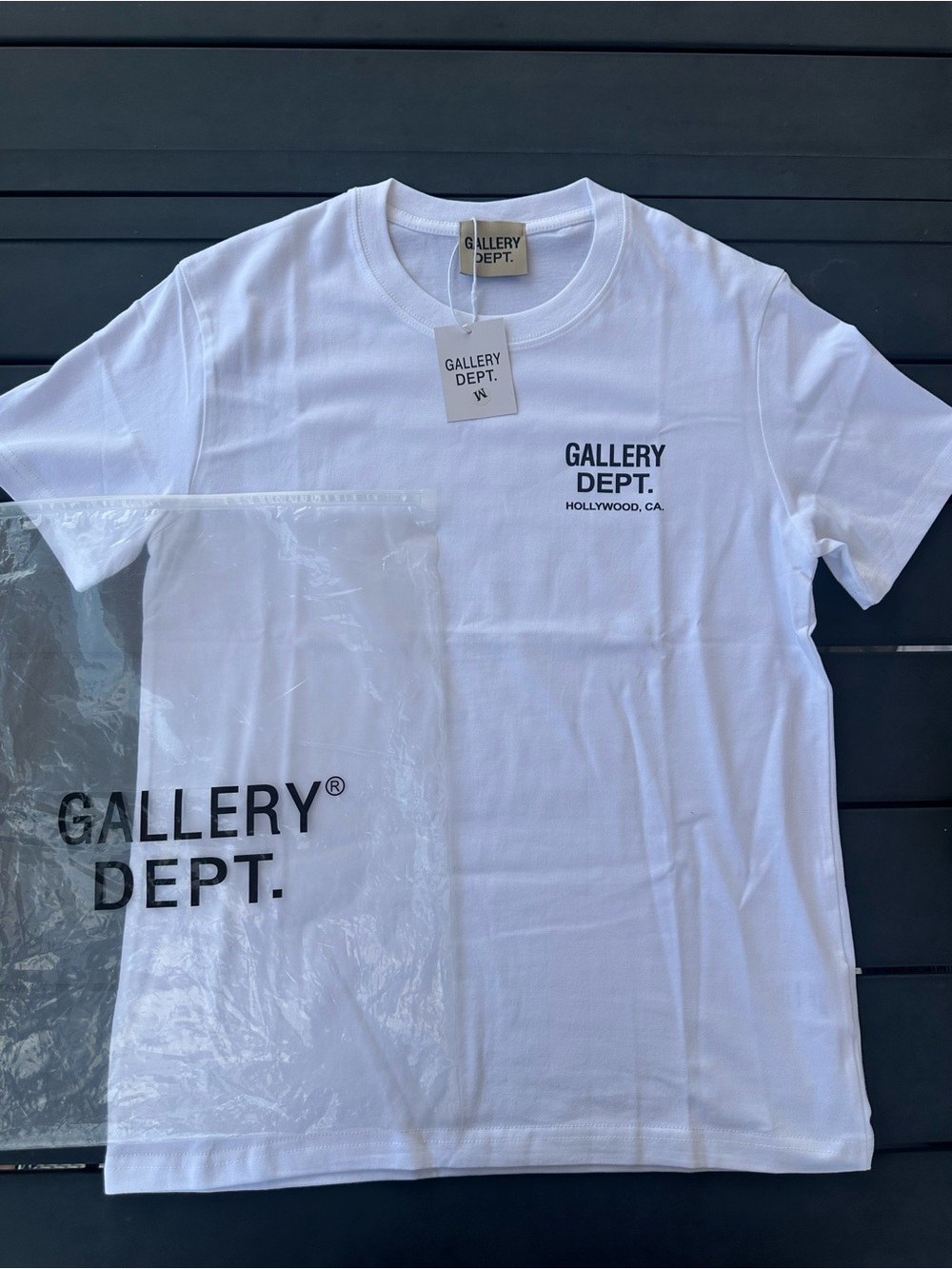 Gallery Dept White Short Sleeve Logo Tee with Black Print